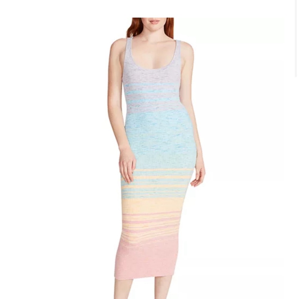 NWOT - BB Dakota by Steve Madden Kenya Midi Dress Rainbow Ombré, size small